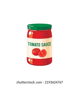 Tomato sauce jar. Vector illustration cartoon icon isolated on white background.