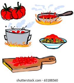 Tomato Sauce Spaghetti Recipe Icons