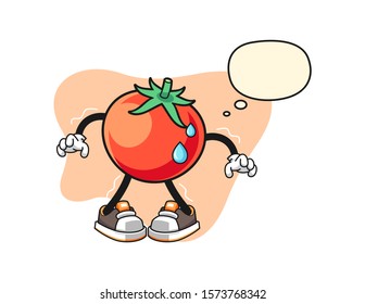 Tomato scare with thought bubble cartoon. Mascot Character vector.