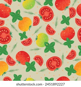 tomato seamless pattern in flat vector