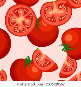 Tomato seamless pattern. Summer banner concept. Vector illustration.	