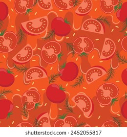 tomato seamless pattern in vector for background ,fabric,cover,wrapping paper,wallpaper ,etc