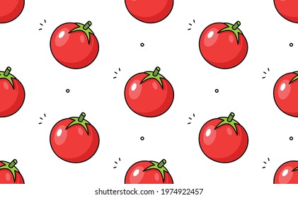 Tomato seamless pattern. Vector hand drawn illustration