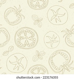 Tomato Seamless Pattern. Vector Illustration.