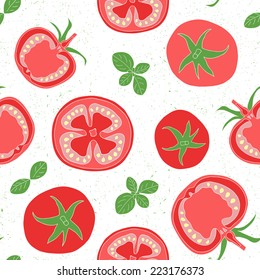 Tomato seamless pattern. Vector illustration.