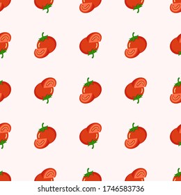 Tomato seamless template, illustration of tomato for textile pattern
