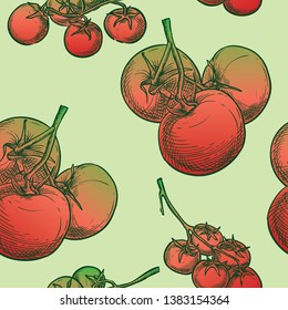 Tomato seamless vector sketch hand drawing