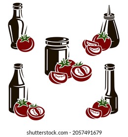 Juego de tomates. Tomate del icono de colección. Vector