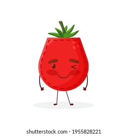 Tomato shaped patch pocket. Character pocket tomato. Cartoon style. Isolated on white background. Design element.