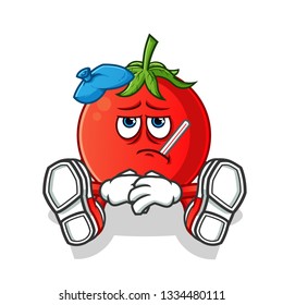 tomato sick mascot vector cartoon illustration