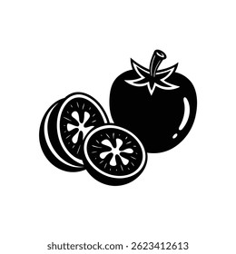 Tomato silhouette isolated veggie vector illustration