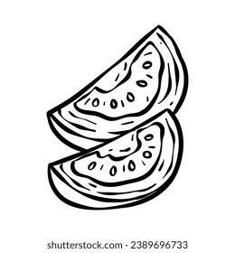 Tomato sketch. hand drawn Tomato outline illustration. Tomato black and white vector drawing. Tomato isolated on white background. vector illustration. Tomatoes line art drawing.