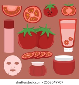 Tomato skincare product flat vector