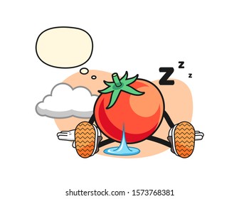 Tomato sleeps with thought bubble cartoon. Mascot Character vector.