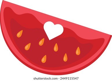 Tomato slice with cut out heart.