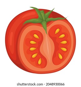 diseño de rodaja de tomate sobre blanco