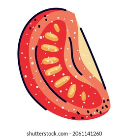 diseño de rodaja de tomate sobre blanco