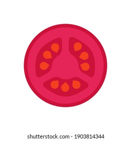 Tomato slice icon. Flat vector isolated on white background.