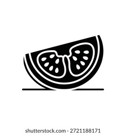 Tomato Slice Icon on White Background Keywords: tomato, slice, food, vegetable, ingredient