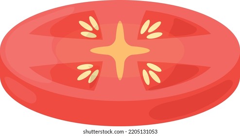 Tomato Slice Icon. Round Red Cartoon Vegetable