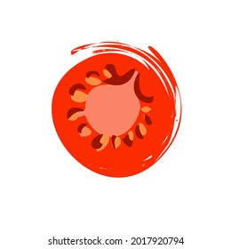 Ilustración de trozos de tomate aislada en fondo blanco