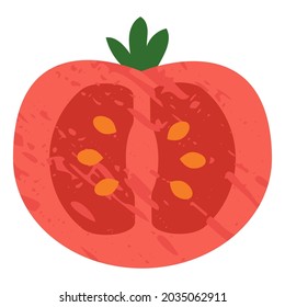 Tomato slice isolated on white background. Flat vector illustration
