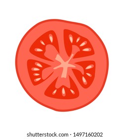 Tomato slice isolated. Red juicy vegetables 