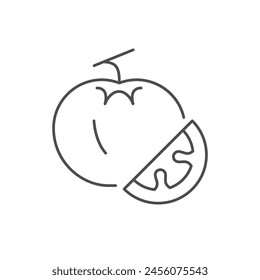 Icono de contorno de línea de rodaja de tomate