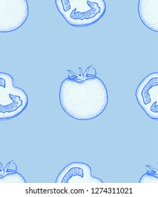 Tomato slice pattern. Tomato organic food photo-realistic vector illustration of healthy vegetable.