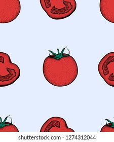 Tomato slice pattern. Tomato organic food photo-realistic vector illustration of healthy vegetable.