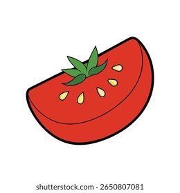 Tomato slice with seeds visible realistic flat vegetable Vector illustration