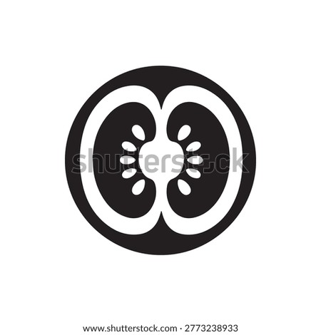 Tomato slice silhouette icon vector flat design