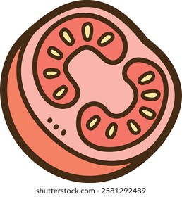 Tomato slice vector doodle illustration and graphic
