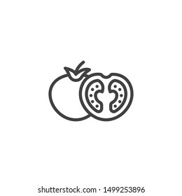Tomato slice vector icon. filled flat sign for mobile concept and web design. Whole and slice tomatoes glyph icon. Symbol, logo illustration. Vector graphics