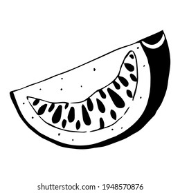 Ilustración vectorial de tomate. Icono aislado sobre fondo blanco. Ilustración de doodle, de estilo plano. Imagen simple, contorno negro de una verdura, silueta.