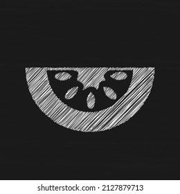 Tomato slice white sketch vector icon. Ingredient for cooking