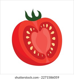 Tomato sliced half icon. Tomato vegetable half icon. Tomato cut vector illustration. Vector illustration