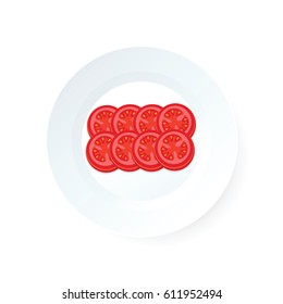 tomato Sliced  icon vector on dish
