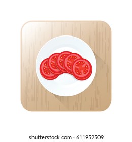 tomato Sliced  icon vector on button