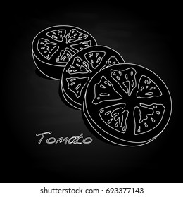 Tomato sliced illustration isolated . 