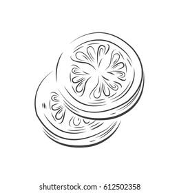 Tomato Sliced  vector drawing