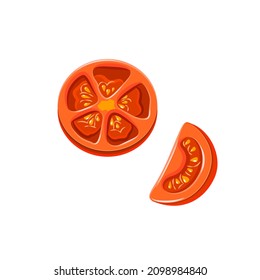 Tomato sliced. Vector illustration of natural product slice tomato.