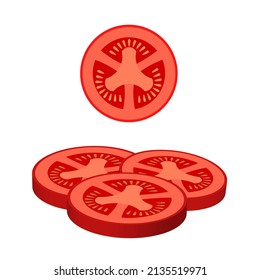 Tomato slices for burger or sandwich Illustration of food for shops