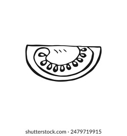 Rodajas de tomate. Ilustración vectorial dibujada a mano en estilo de contorno.