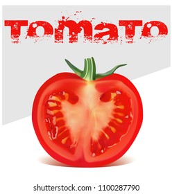 Tomato Slices Isolate On White Background. Realistic vector illustrations.