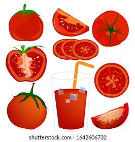 Tomato slices on white background.