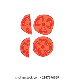 Tomato slices set. Elements, food ingredients.