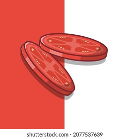 Ilustración del icono del vector de tomate Slices. Vector de tomate Slices. Estilo de caricatura plano adecuado para la página de aterrizaje web, pancarta, volante, pegatina, fondo de escritorio