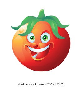 Tomato smiling face expression cartoon character