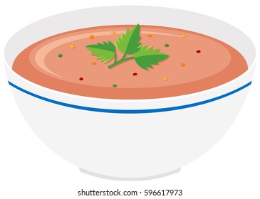 Tomato soup in bowl illustration